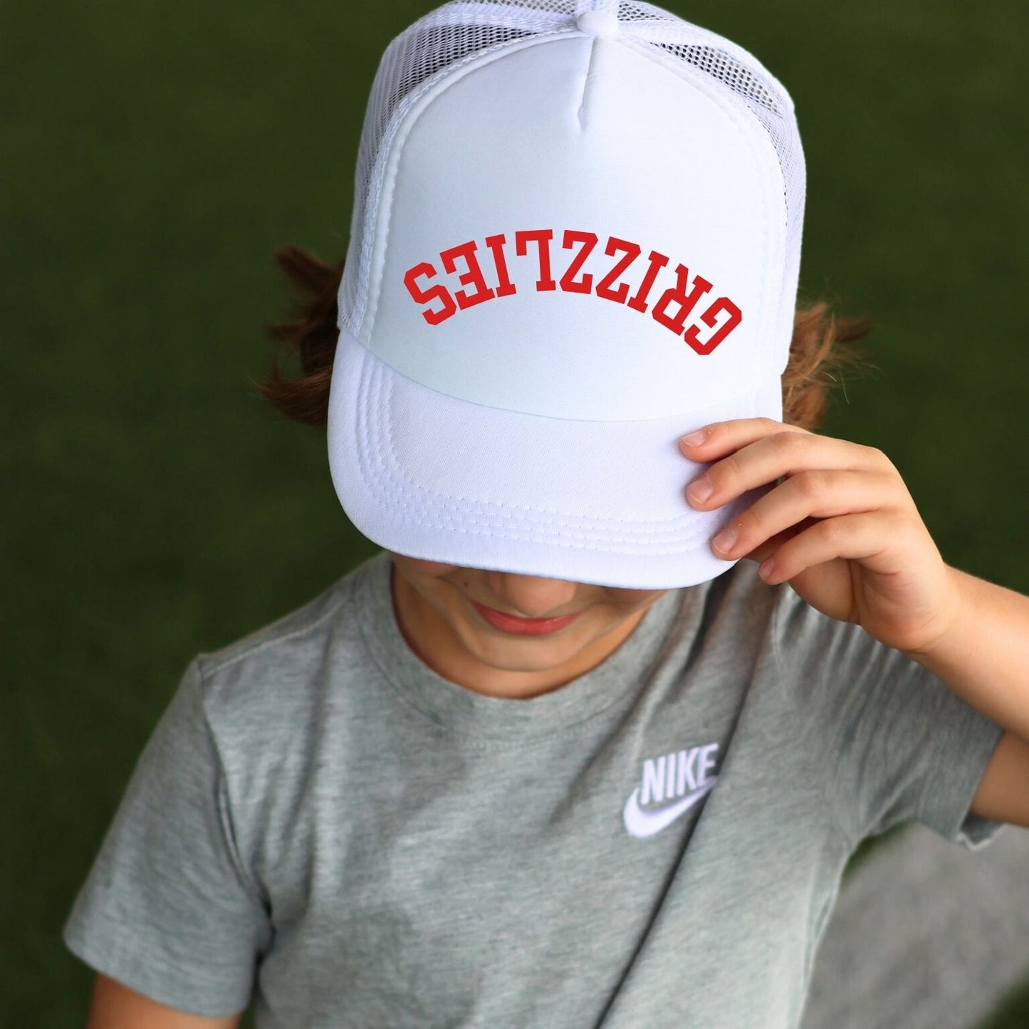 *YOUTH* Upside Down Custom Word Trucker Hat