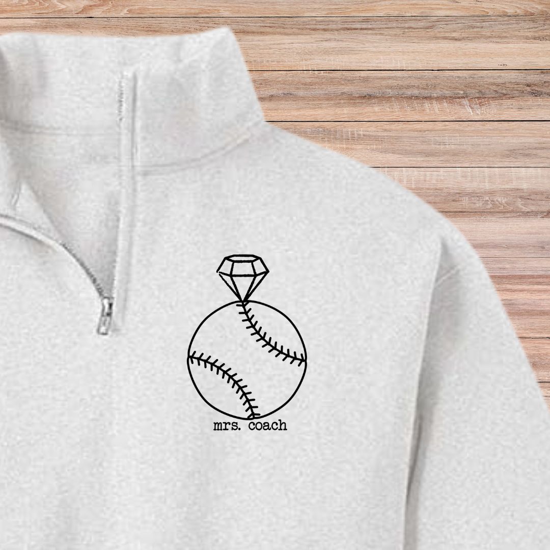 Mrs. Coach Logo Quarter Zip Pullover (Choose Your Sport)