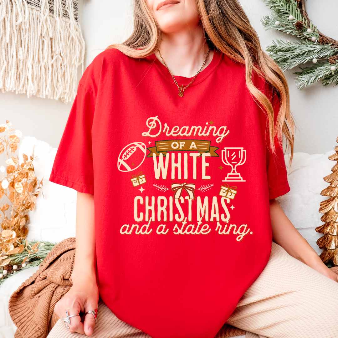 White Christmas & a State Ring Christmas Tee/Sweatshirt