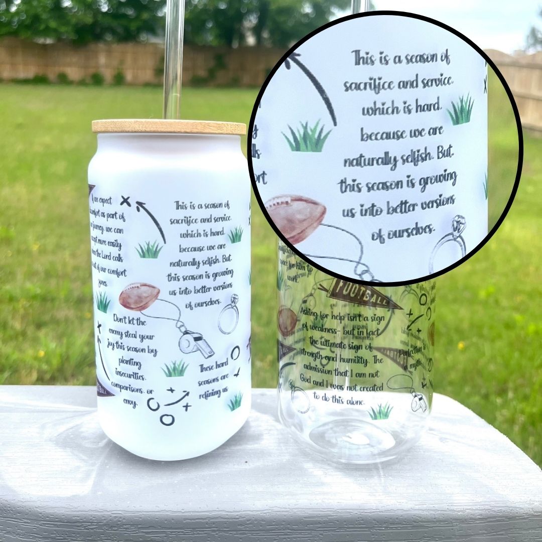 Football Coach's Wife Encouragement Glass Tumbler