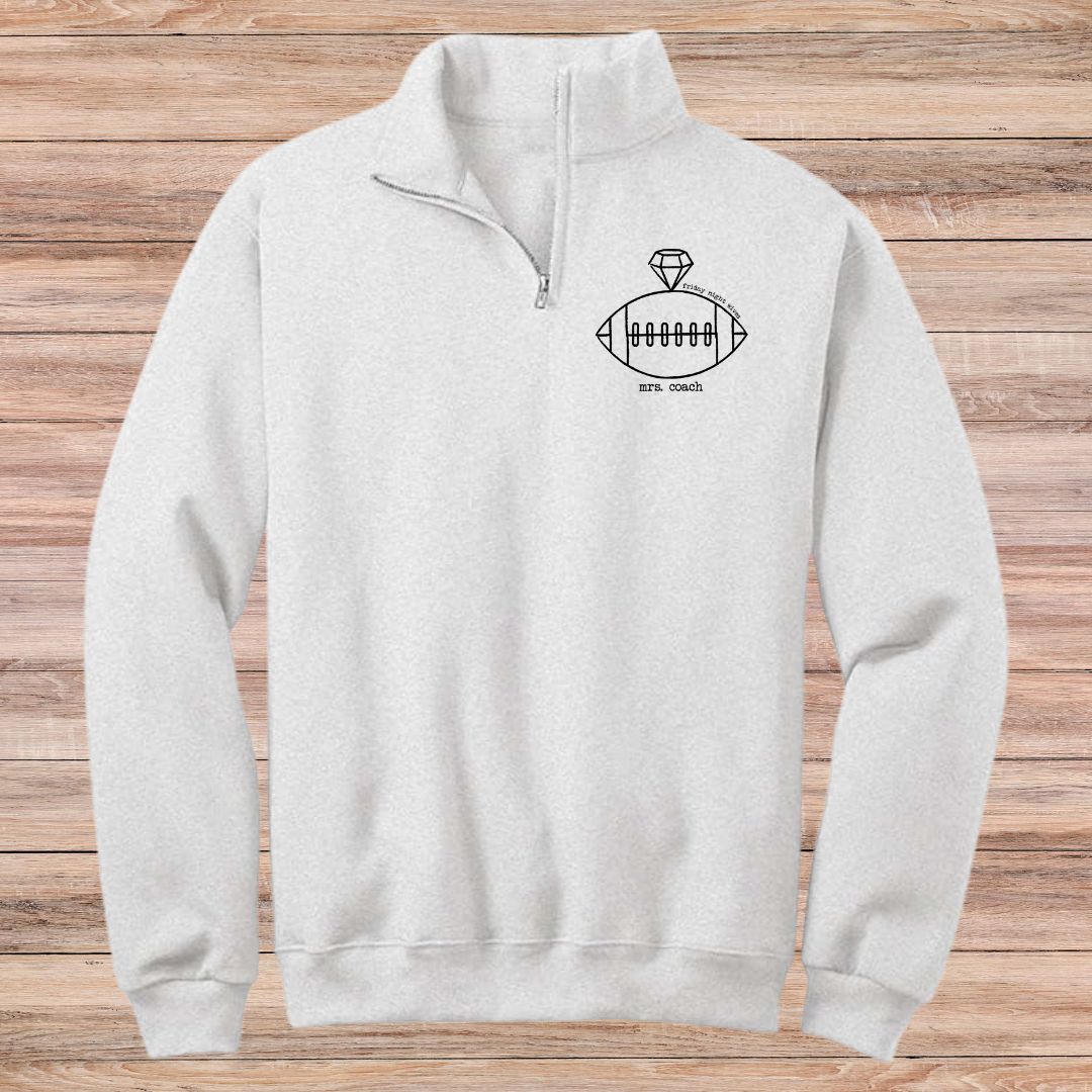 Mrs. Coach Logo Quarter Zip Pullover (Choose Your Sport)