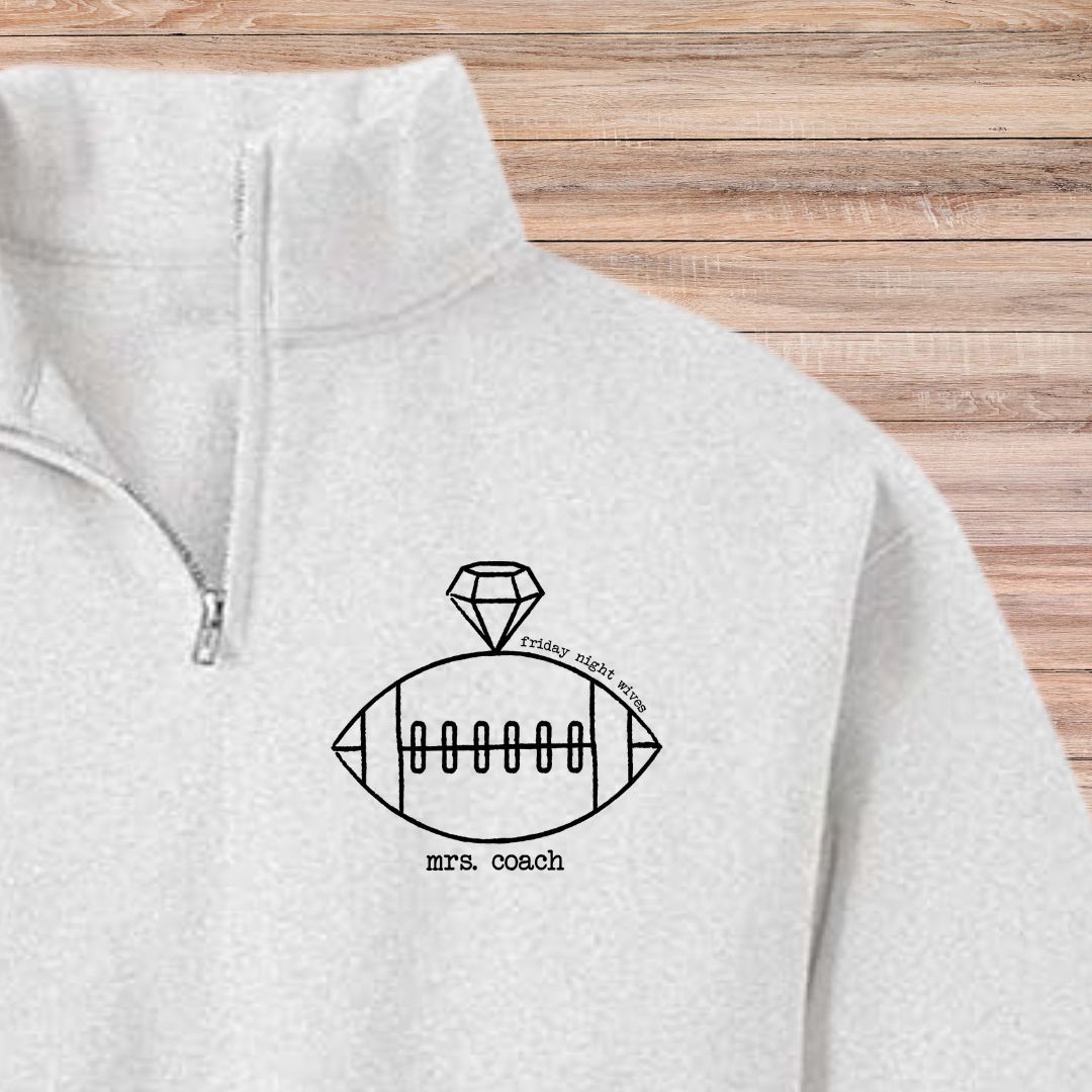 Mrs. Coach Logo Quarter Zip Pullover (Choose Your Sport)