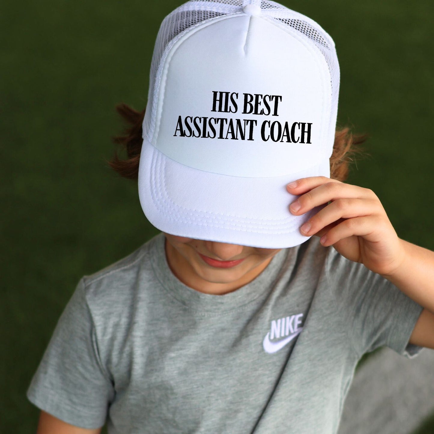 *YOUTH* His Best Assistant Coach Trucker Hat
