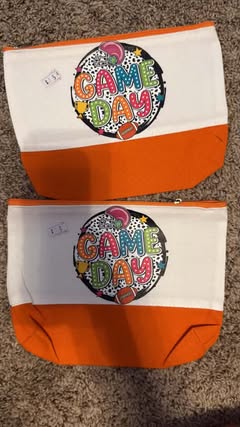 Orange Canvas Game Day Make Up Bag