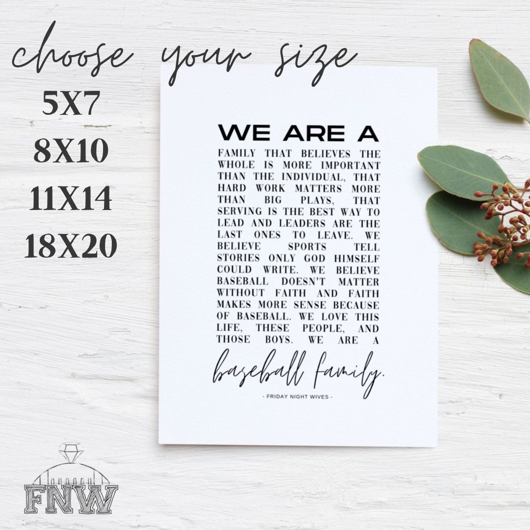 Baseball Family Wall Art *Digital Download*