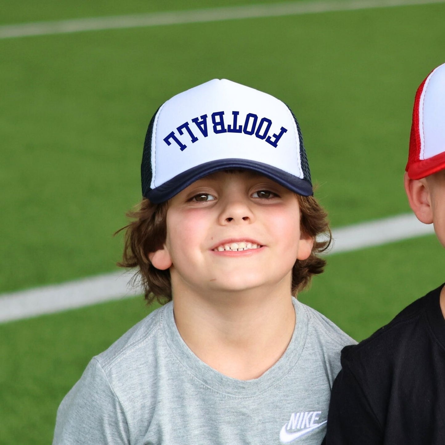 *YOUTH* Upside Down Football Trucker Hat