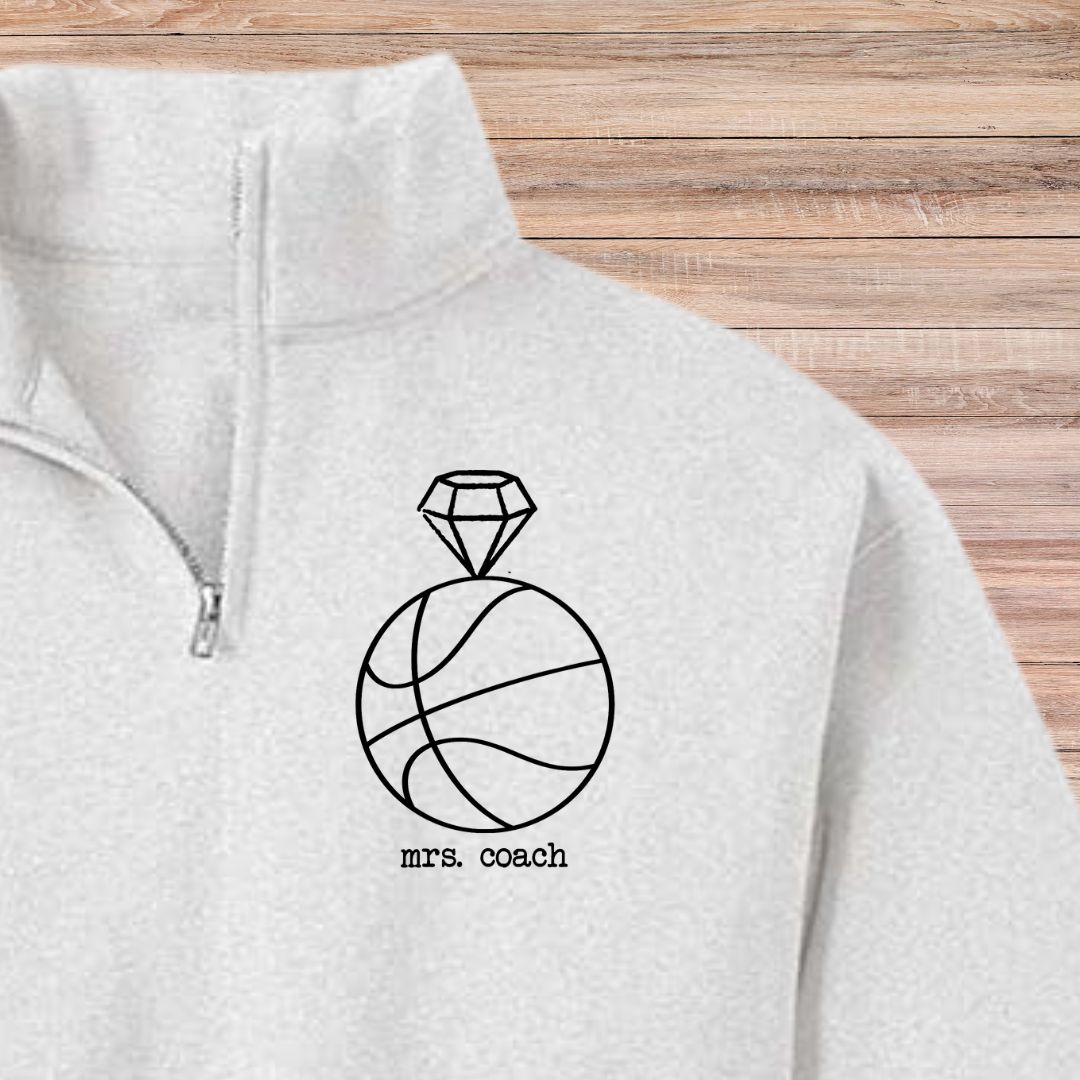 Mrs. Coach Logo Quarter Zip Pullover (Choose Your Sport)