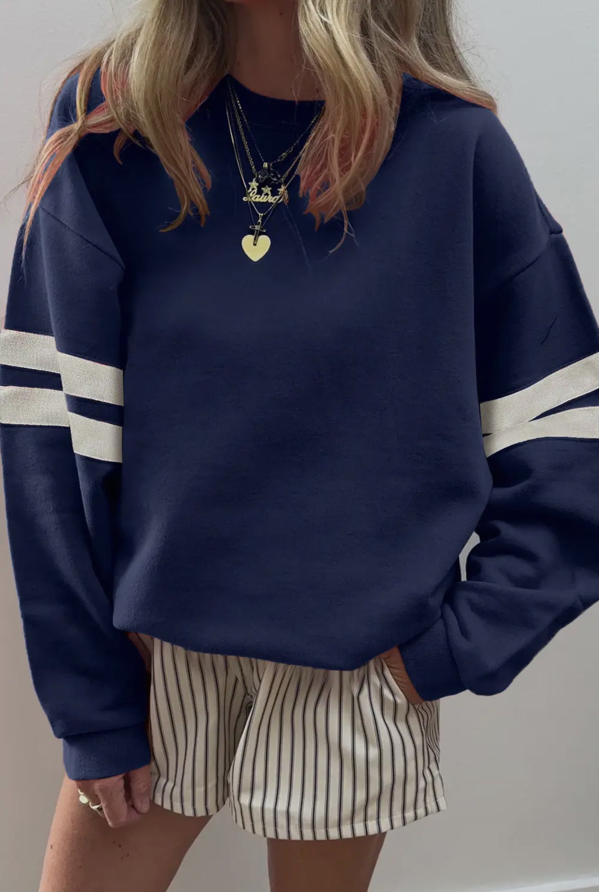 Varsity Stripped Oversized Sweatshirt (PREORDER)