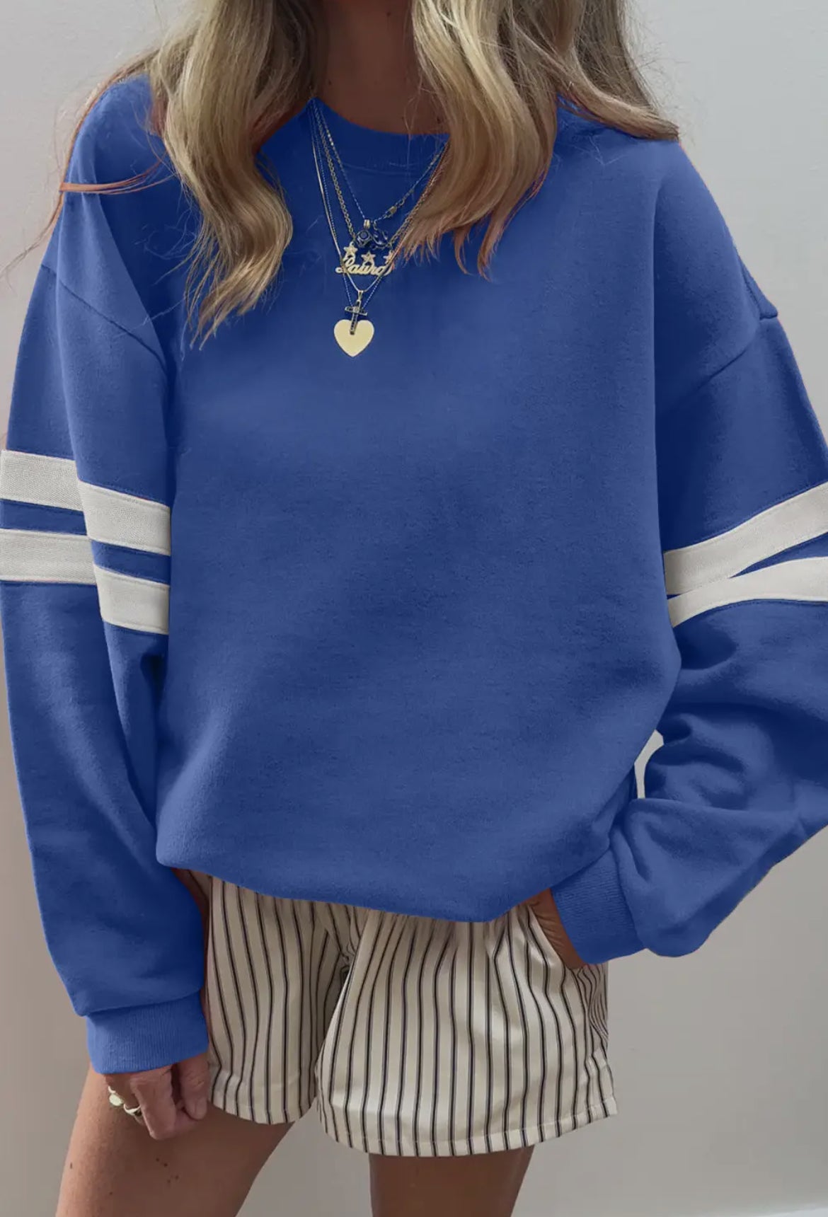 Varsity Stripped Oversized Sweatshirt (PREORDER)