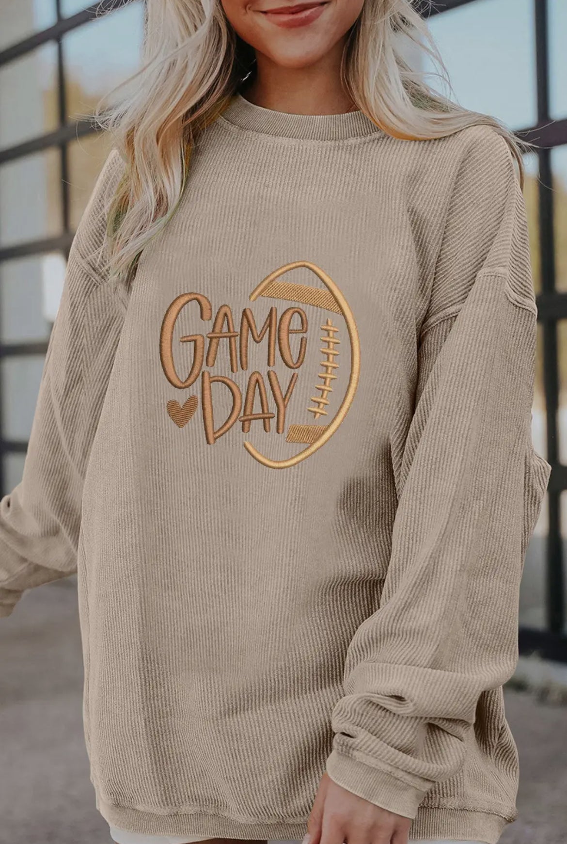 Embroidered Game Day Ribbed Sweatshirt (PREORDER)