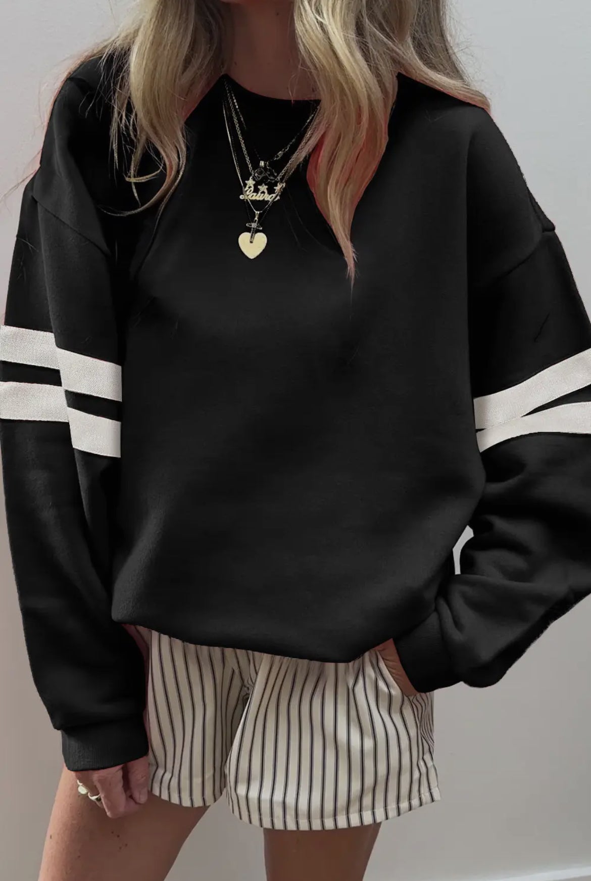 Varsity Stripped Oversized Sweatshirt (PREORDER)
