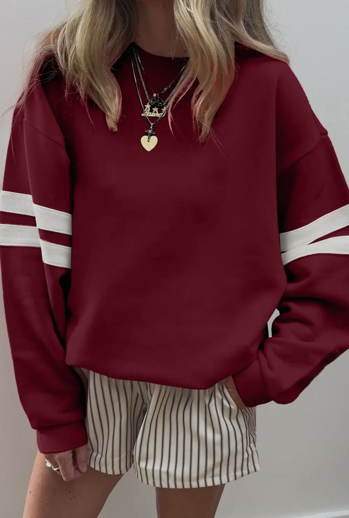 Varsity Stripped Oversized Sweatshirt (PREORDER)