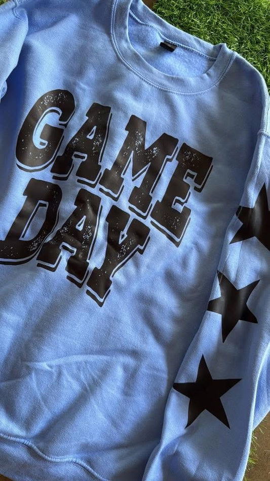 (Size Small) Carolina Blue Crewneck: small misprint on sleeves with stars