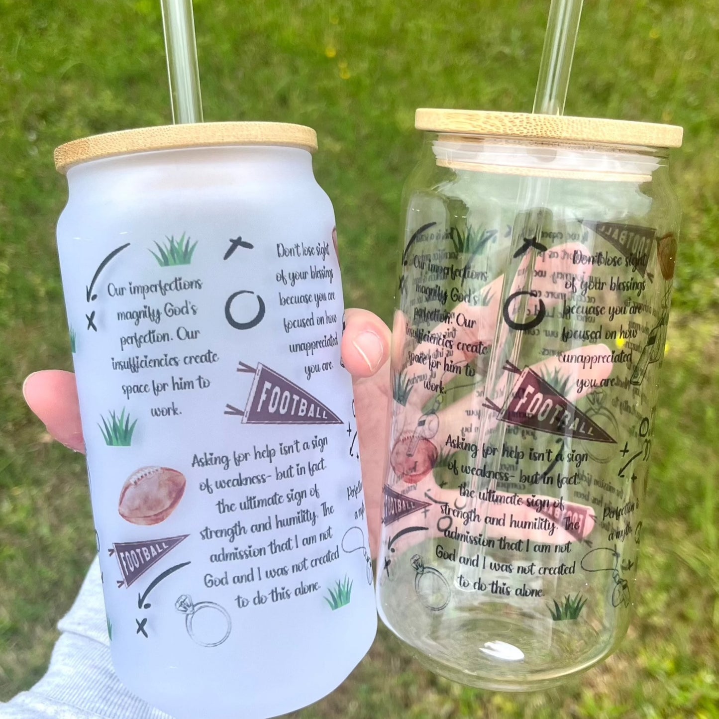 Football Coach's Wife Encouragement Glass Tumbler