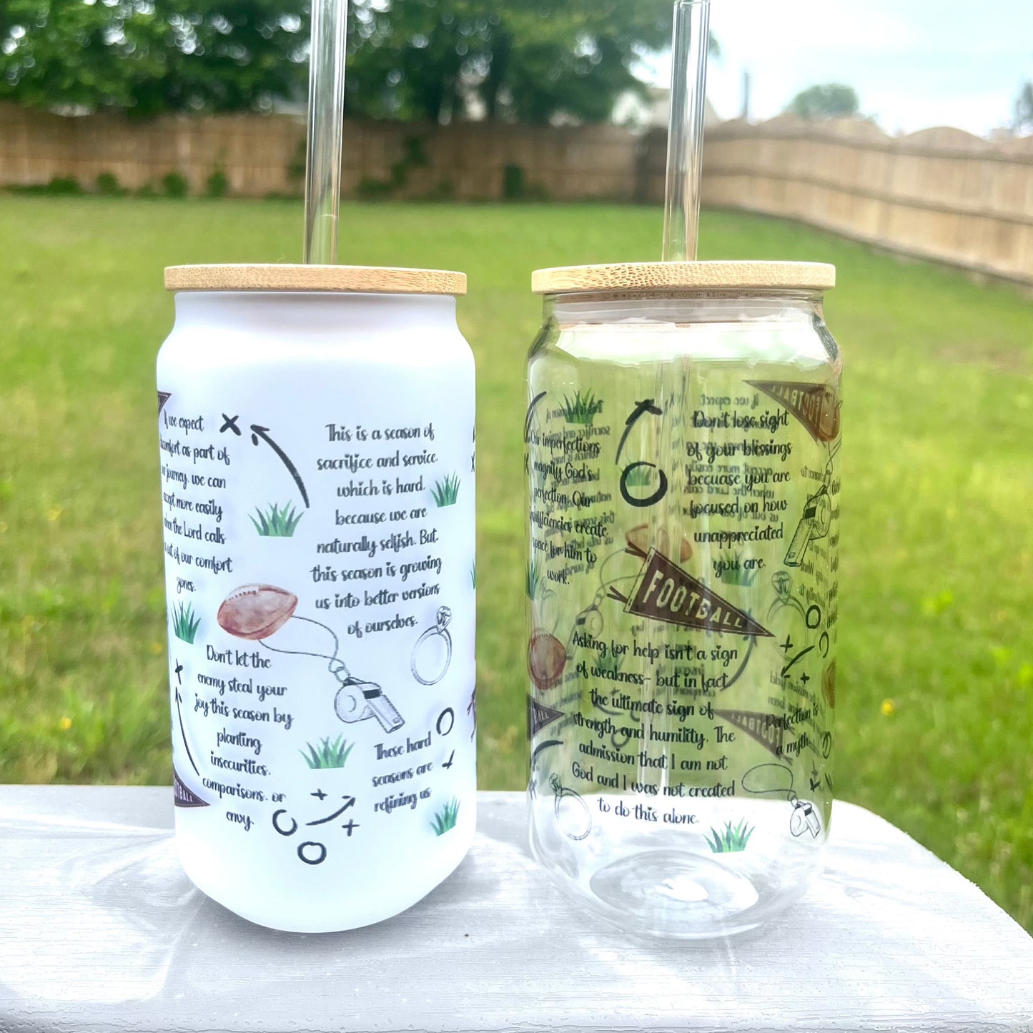 Football Coach's Wife Encouragement Glass Tumbler