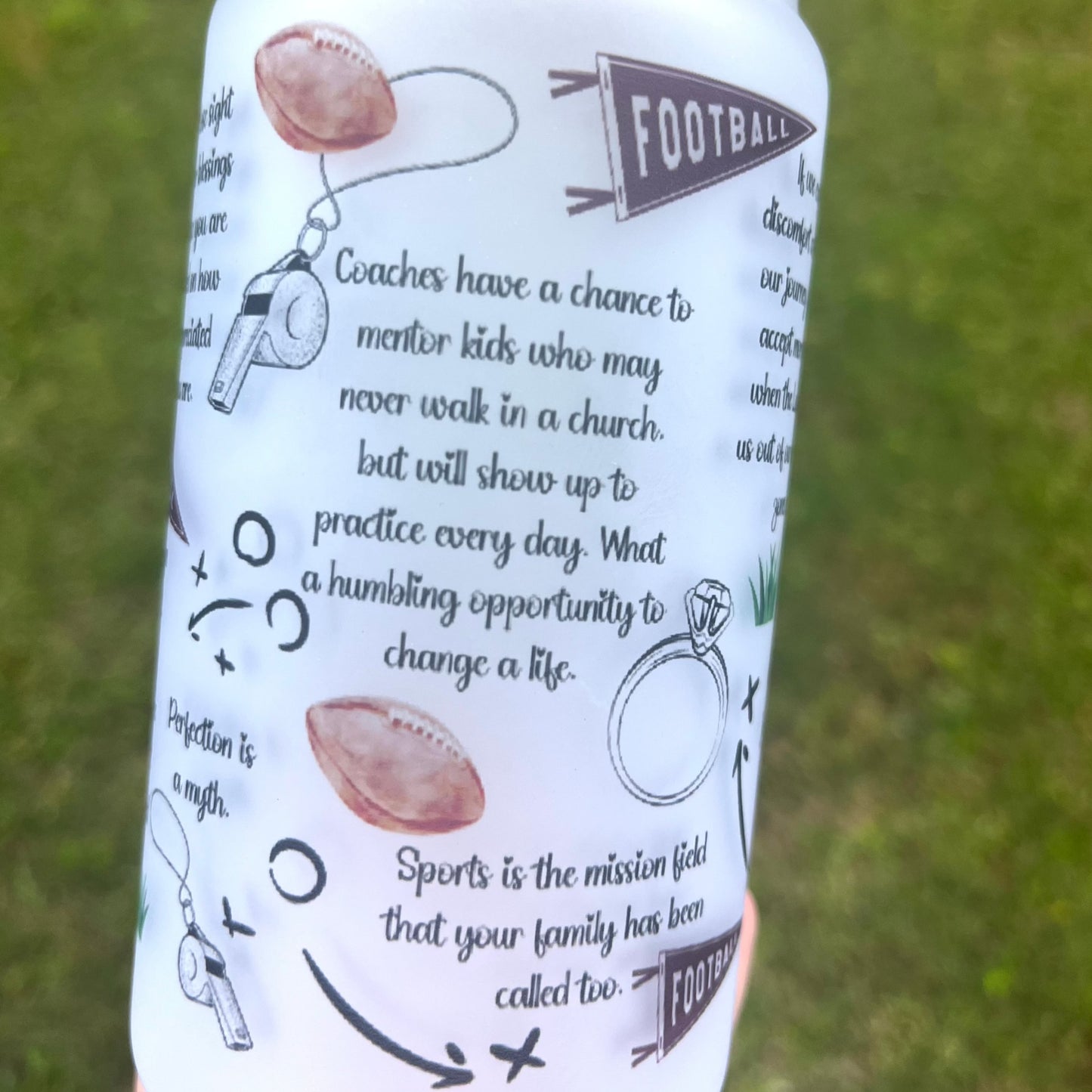 Football Coach's Wife Encouragement Glass Tumbler