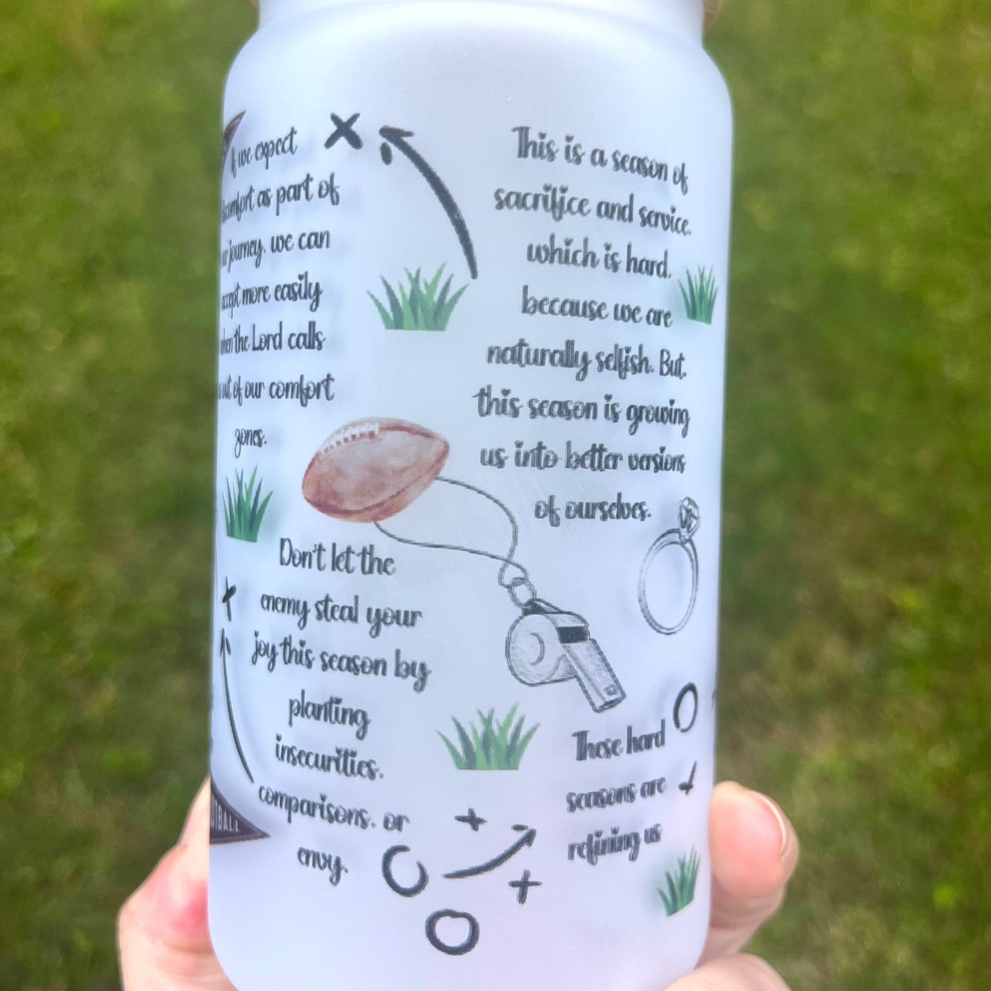 Football Coach's Wife Encouragement Glass Tumbler