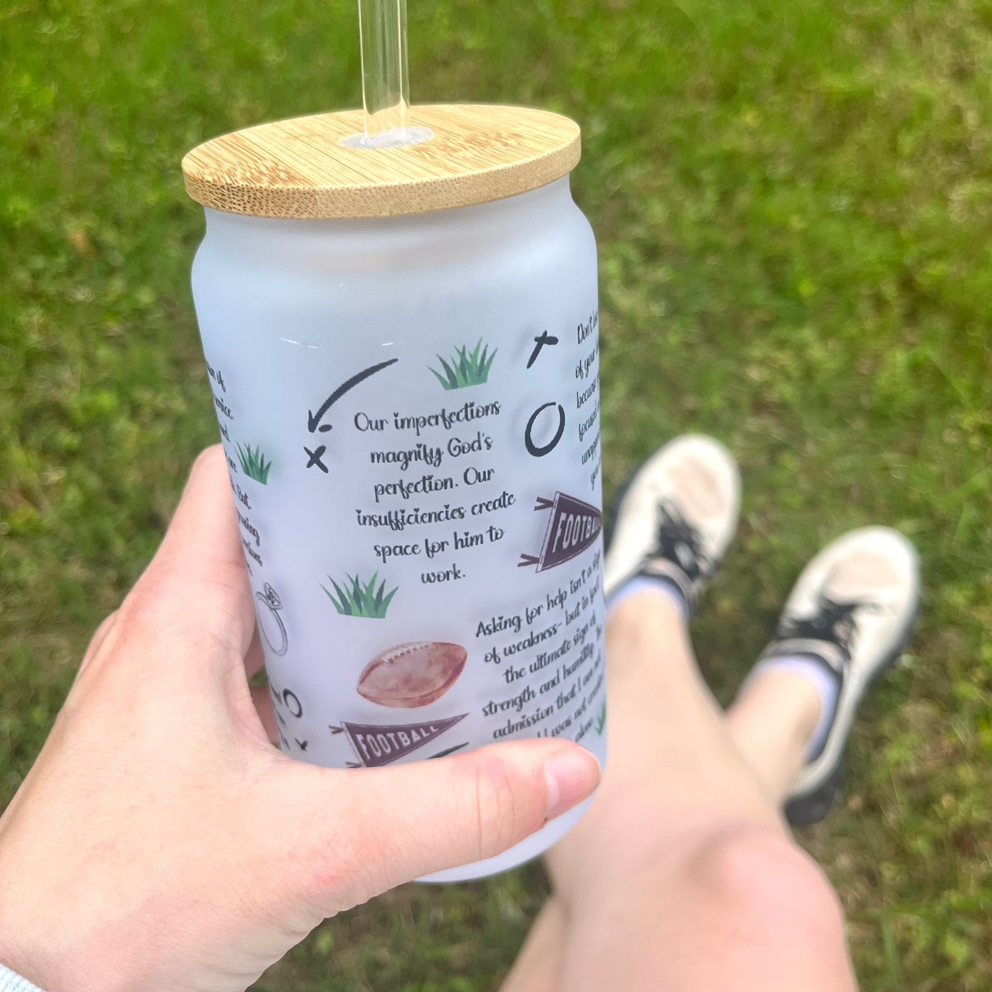 Football Coach's Wife Encouragement Glass Tumbler