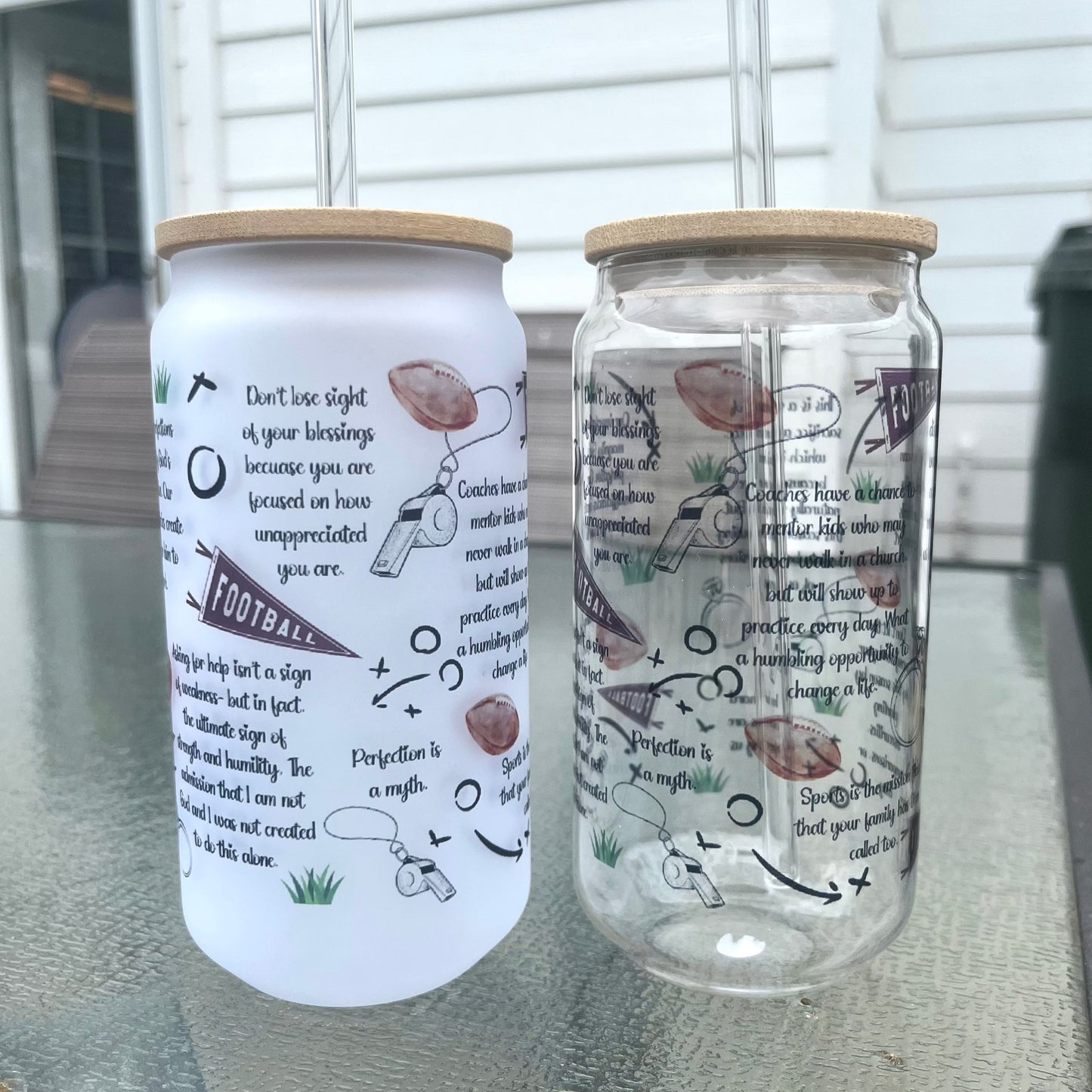 Football Coach's Wife Encouragement Glass Tumbler