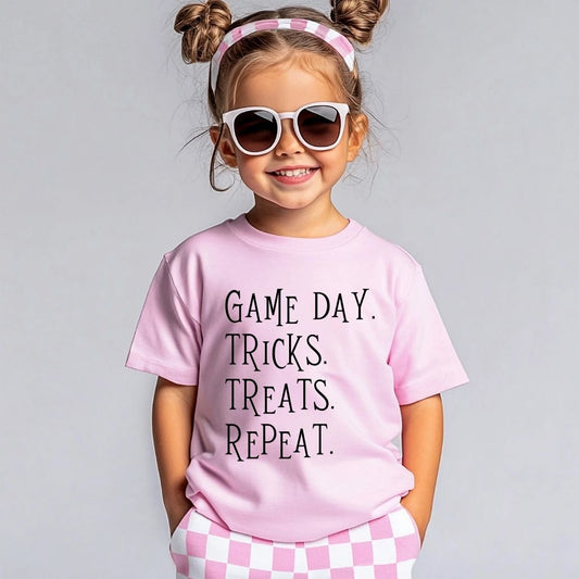Game Day. Tricks. Treats. Repeat. Kids Tee