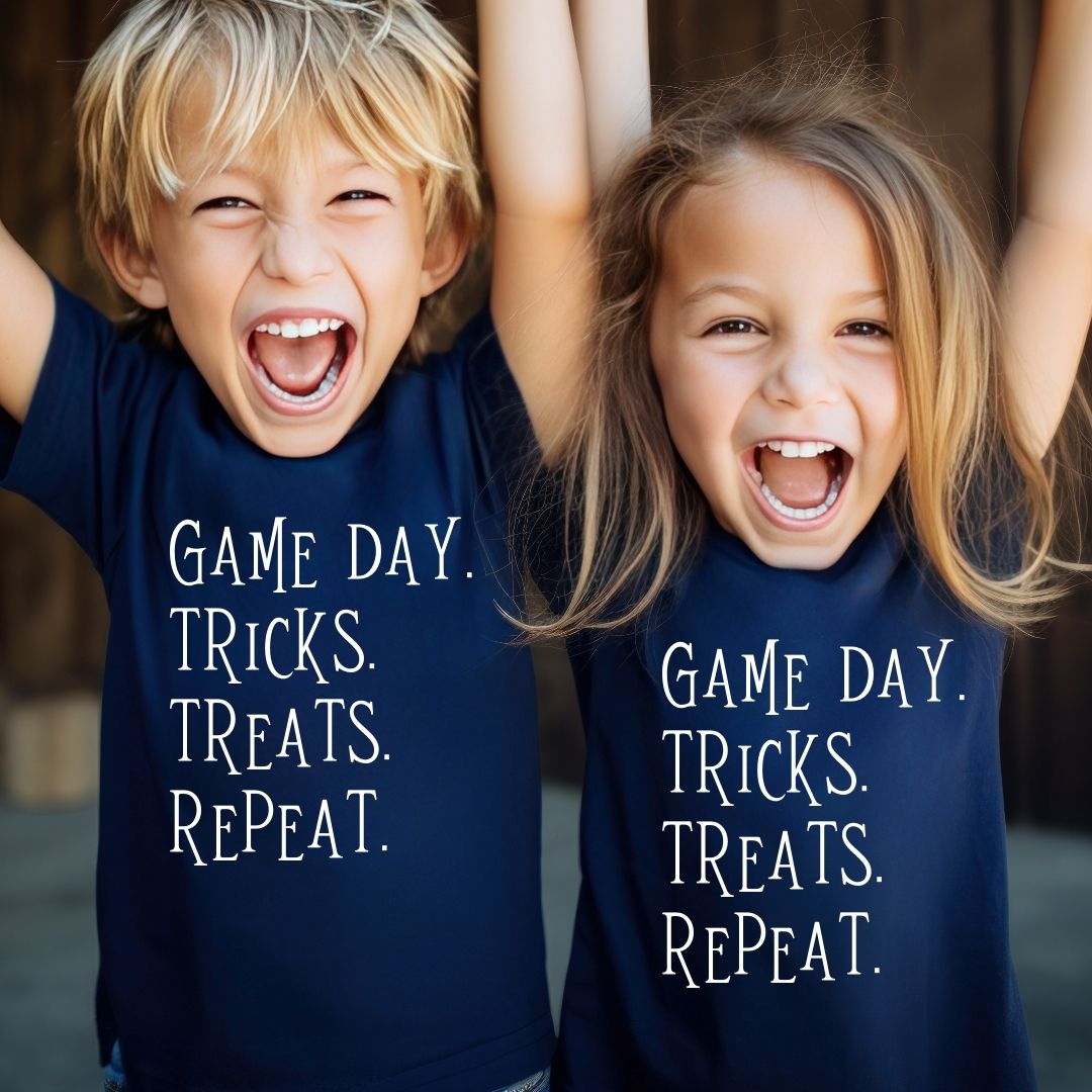 Game Day. Tricks. Treats. Repeat. Kids Tee
