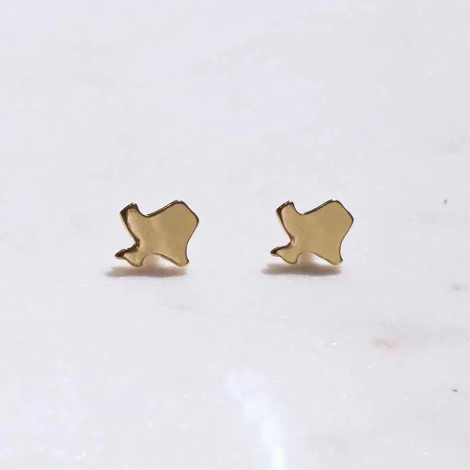 Texas State Earring Studs - Gold