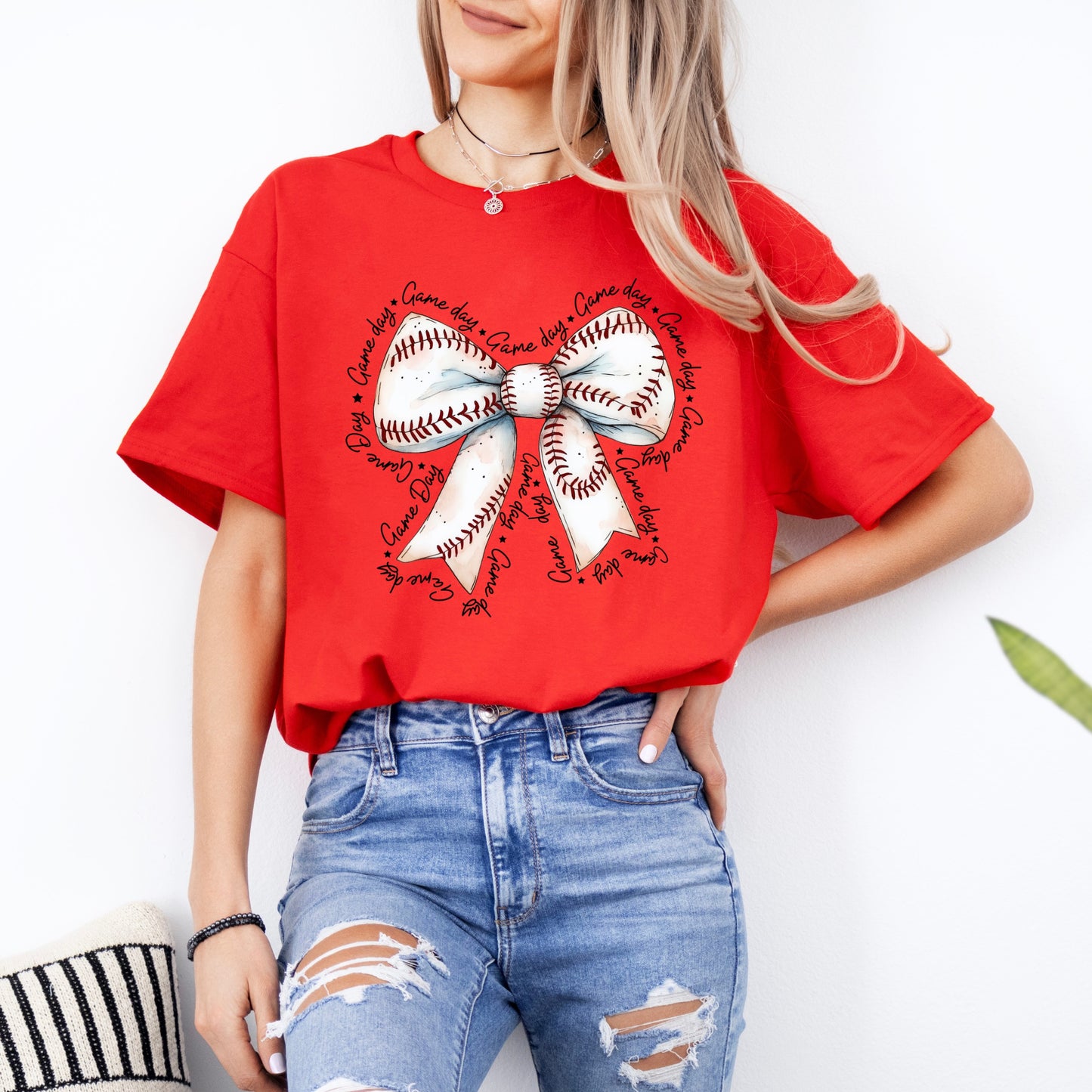 Baseball Game Day Bow Tee