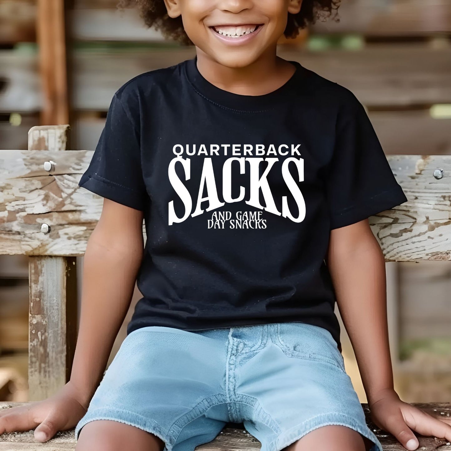 Quarterback Sacks & Game Day Snacks Kids Tee