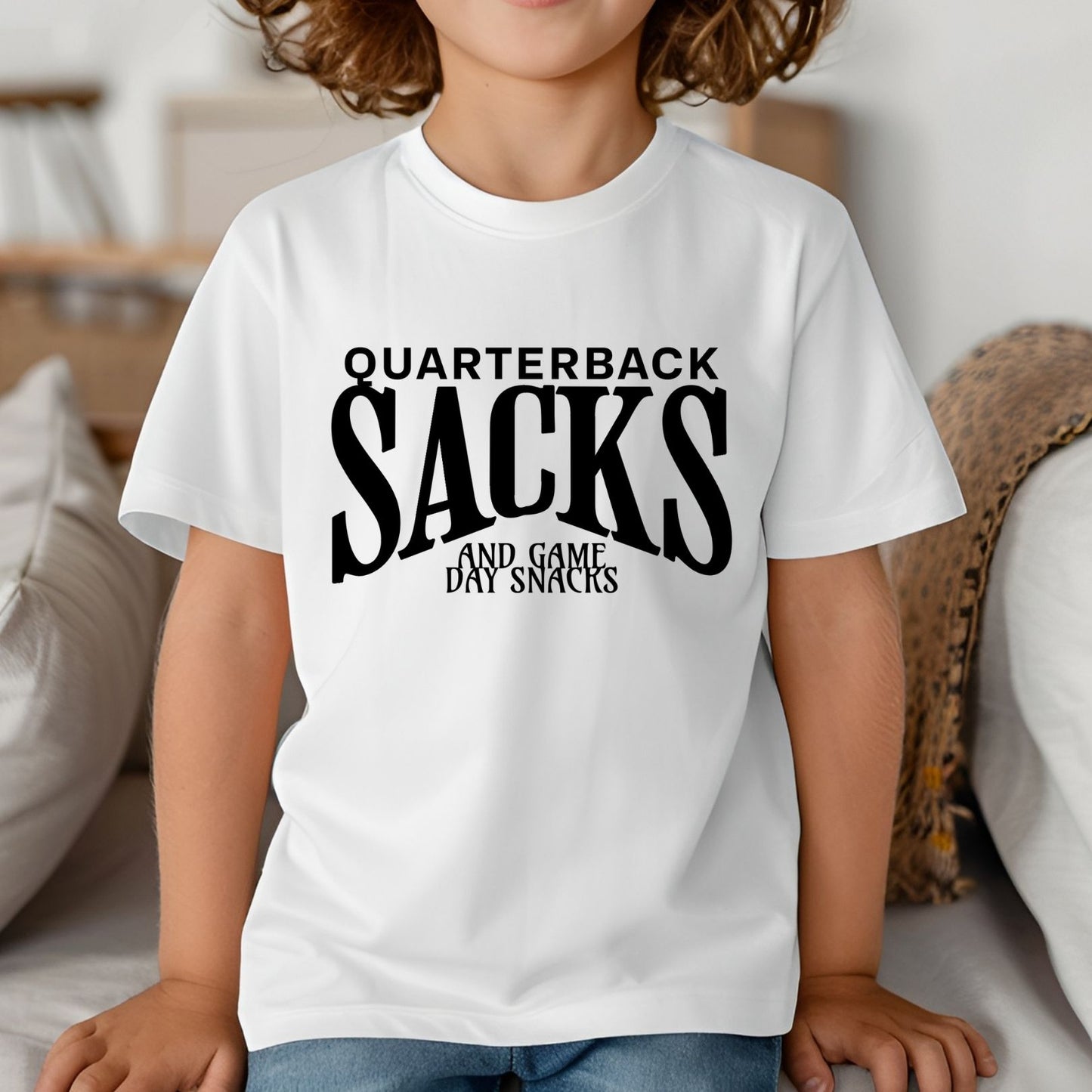 Quarterback Sacks & Game Day Snacks Kids Tee