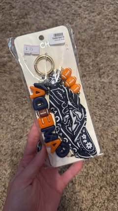 Orange/Navy Football Key Chain
