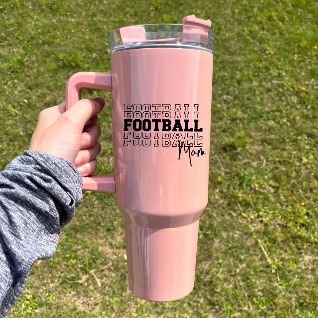 Football Wife 40 oz Tumbler (4 Cup Colors, Choose your Phrase)