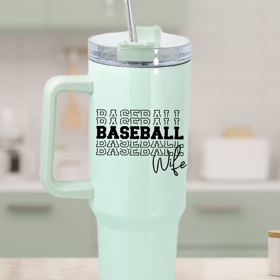 Football Wife 40 oz Tumbler (4 Cup Colors, Choose your Phrase)