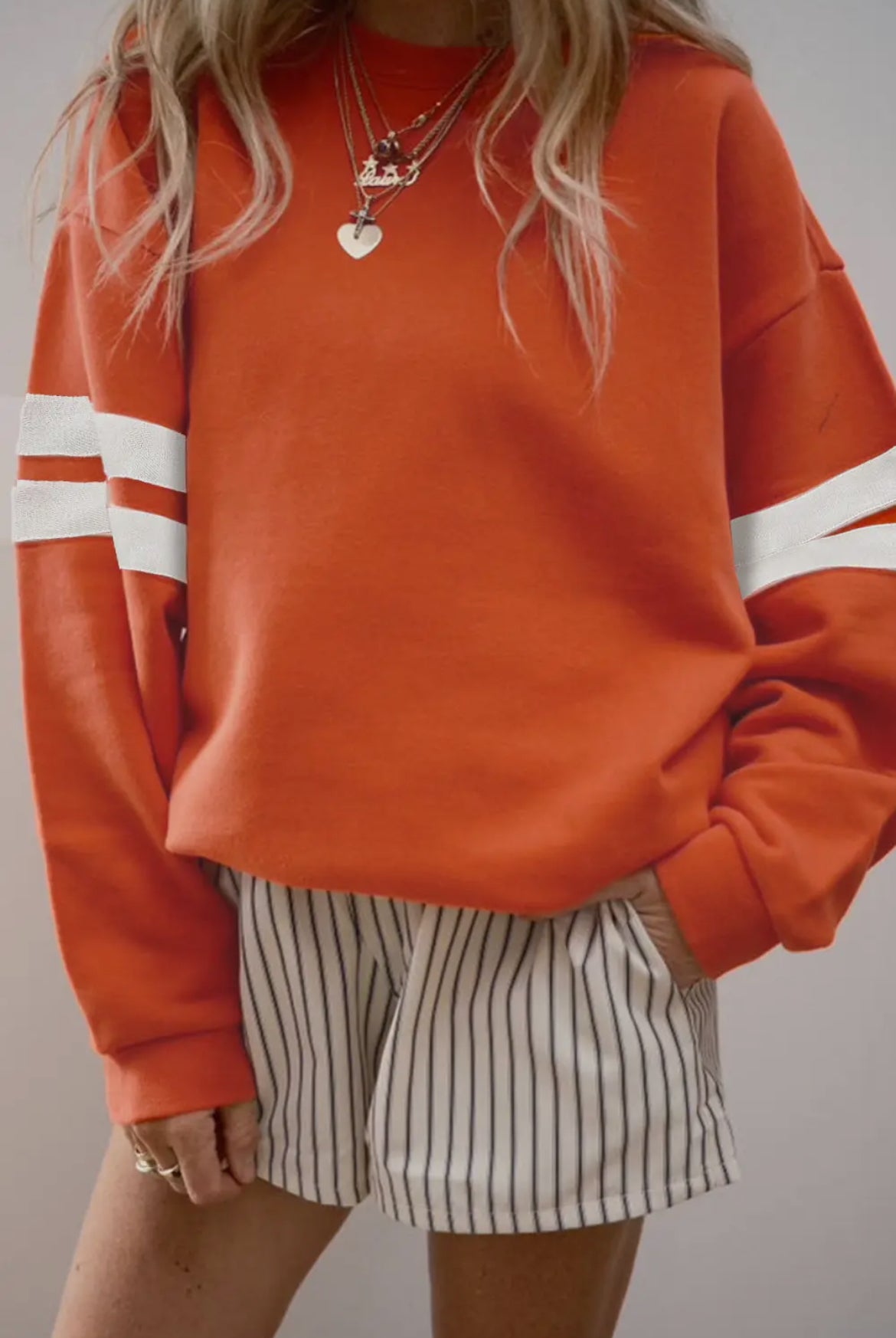 Varsity Stripped Oversized Sweatshirt (PREORDER)