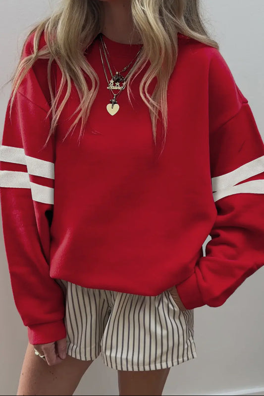 Varsity Stripped Oversized Sweatshirt (PREORDER)