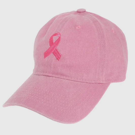 Embroidered Breast Cancer Ribbon Hat (PREORDER)