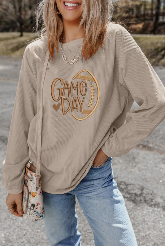 Embroidered Game Day Ribbed Sweatshirt (PREORDER)
