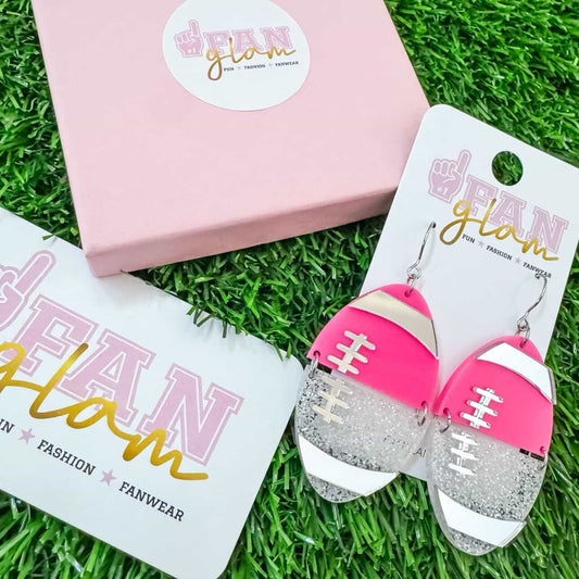 PINK Football Dangle Earrings *from FAN GLAM* (PREORDER)