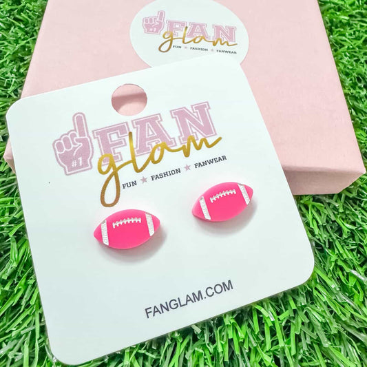 PINK Football Stud Earrings *from FAN GLAM* (PREORDER)