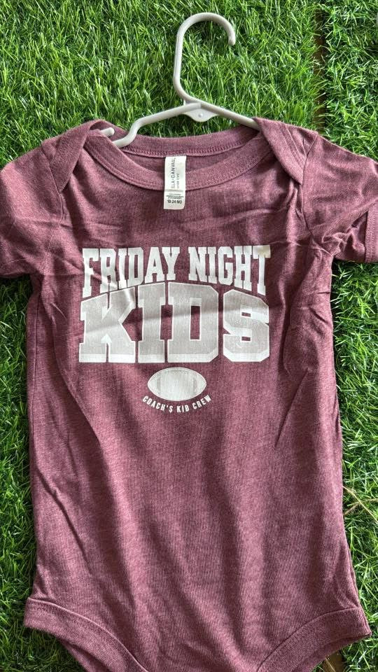 Maroon Friday Night Kids Onesie: 18-24m