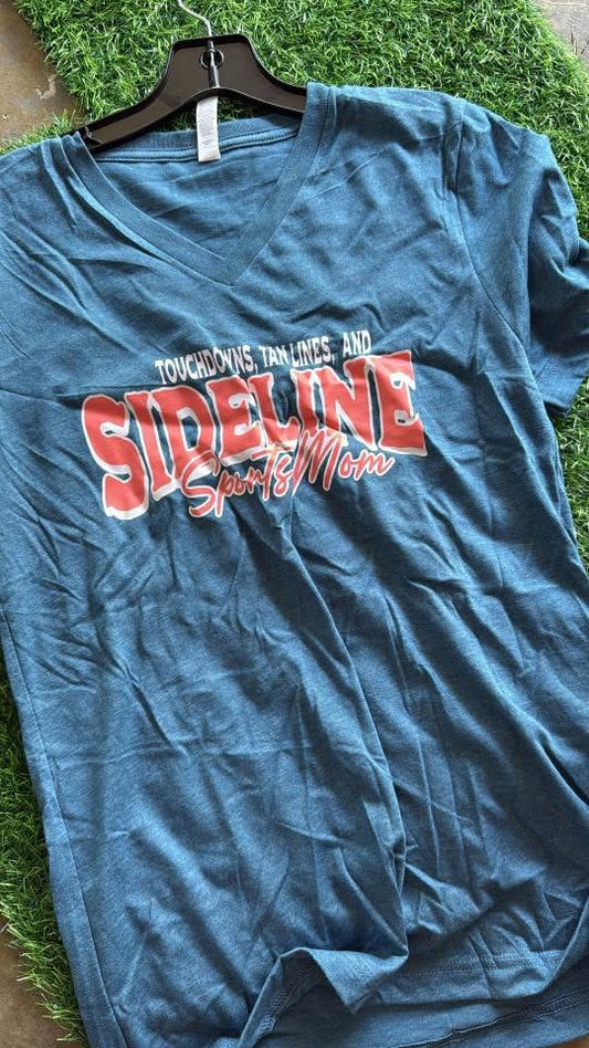 Sports Mom V neck tee: size small