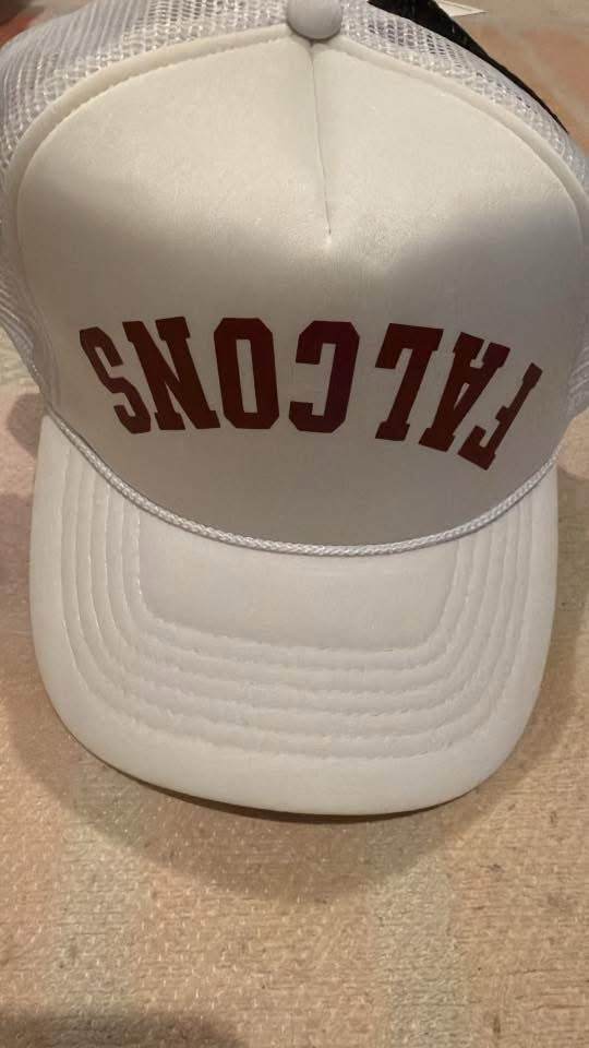 Upside Down Falcons Hat: white & maroon
