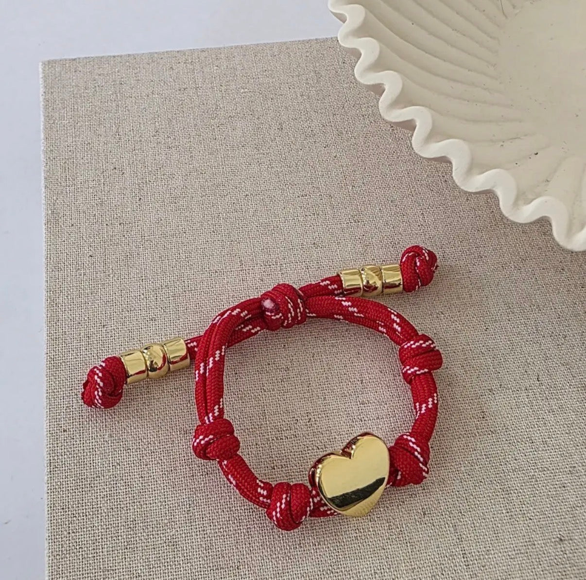 School Color Knotty Cord Heart Bracelet