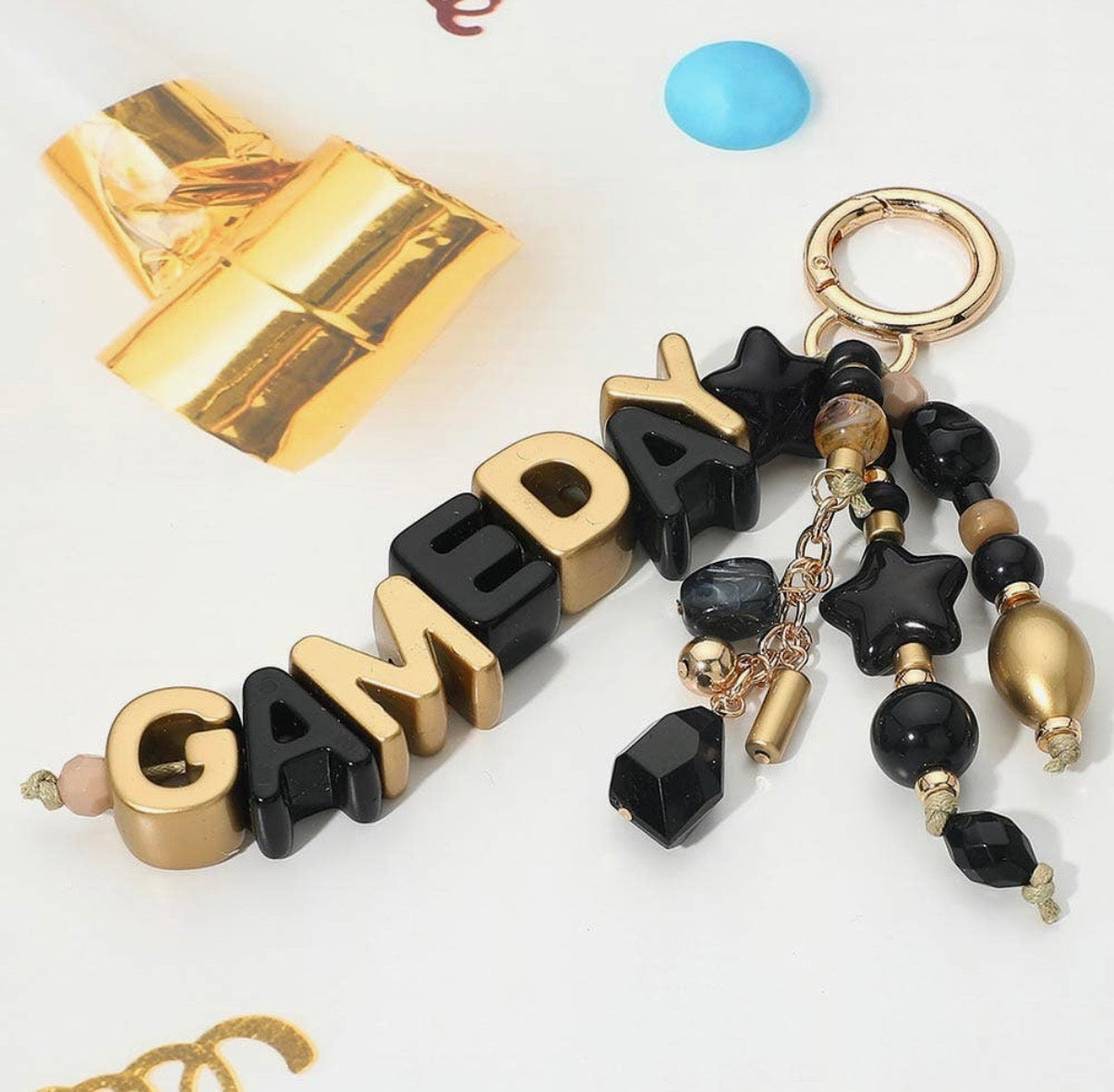 Game Day Beaded Keychain Bag Charm