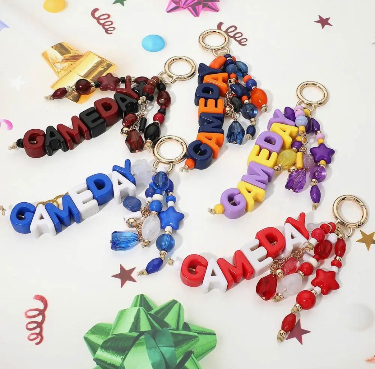 Game Day Beaded Keychain Bag Charm