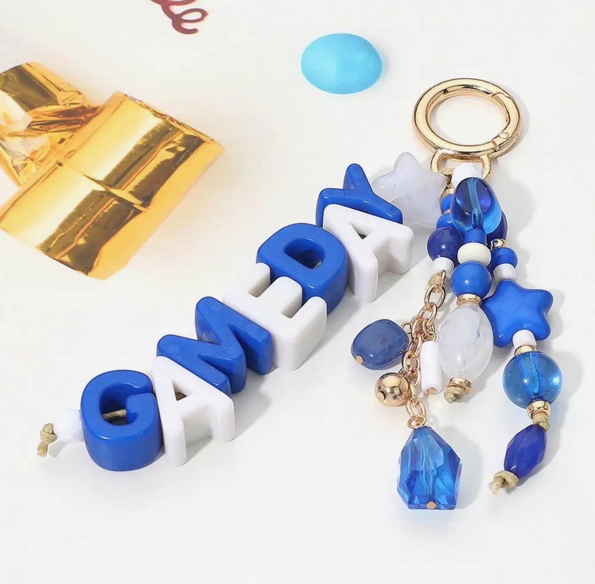 Game Day Beaded Keychain Bag Charm