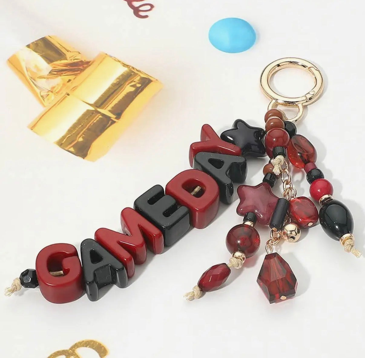 Game Day Beaded Keychain Bag Charm