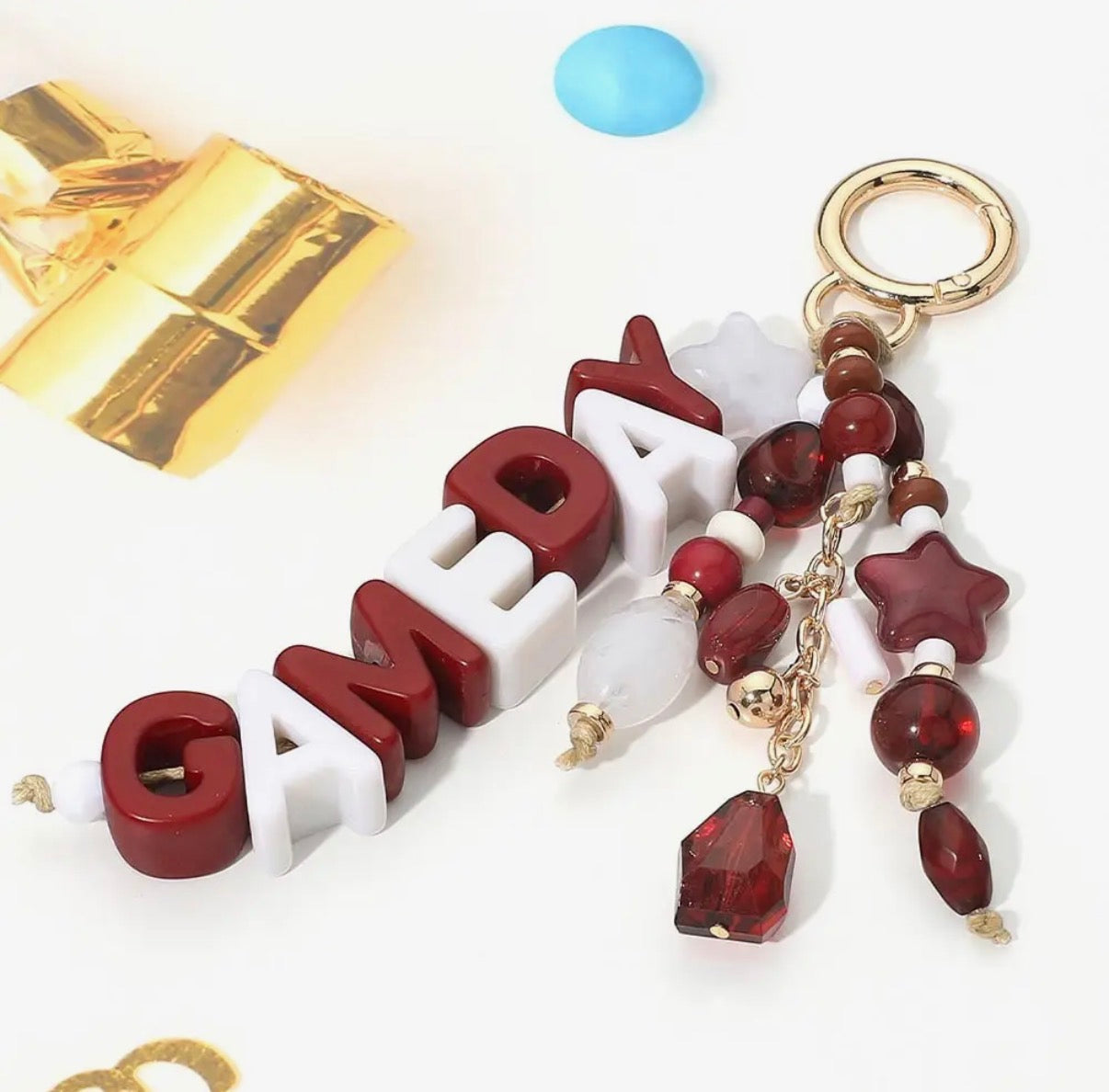 Game Day Beaded Keychain Bag Charm