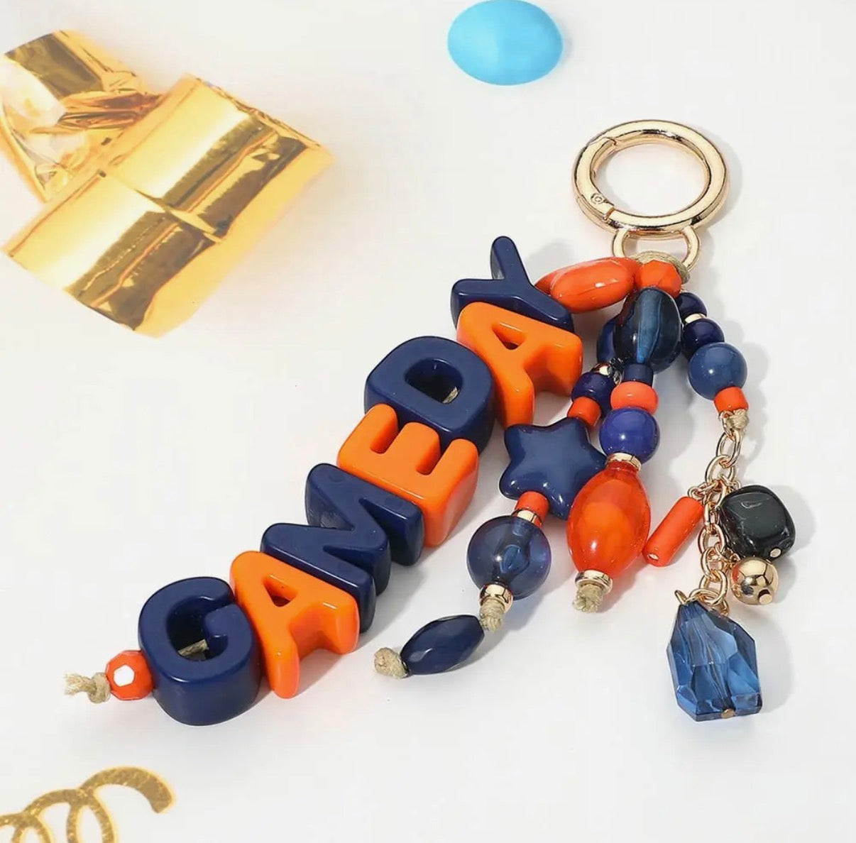 Game Day Beaded Keychain Bag Charm