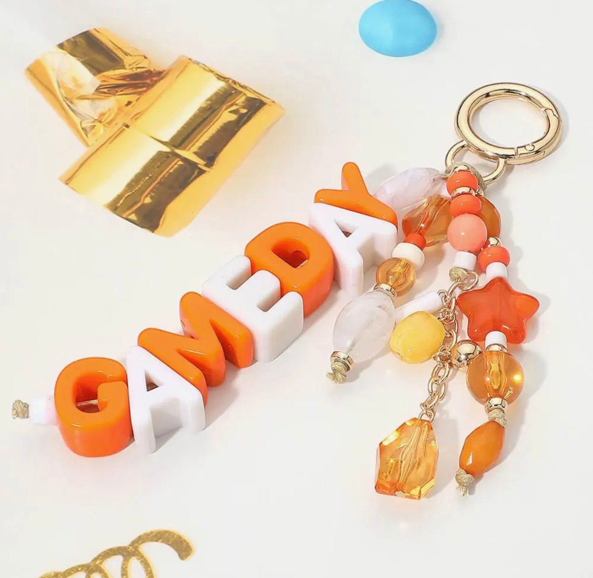 Game Day Beaded Keychain Bag Charm