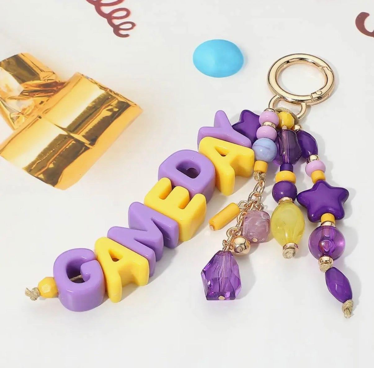 Game Day Beaded Keychain Bag Charm